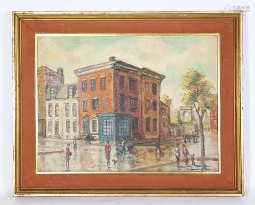 Oil Canvas Board; Manhattan Greenwich Village …