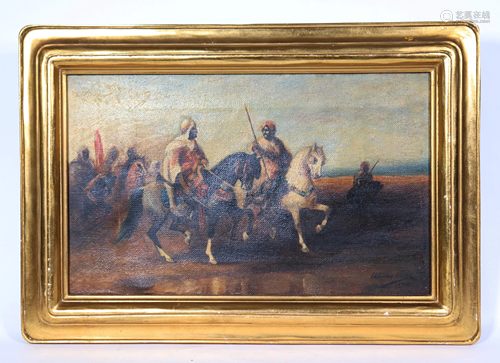 Walter Hicks: Arabs on Horseback; Oil Canvas 1916