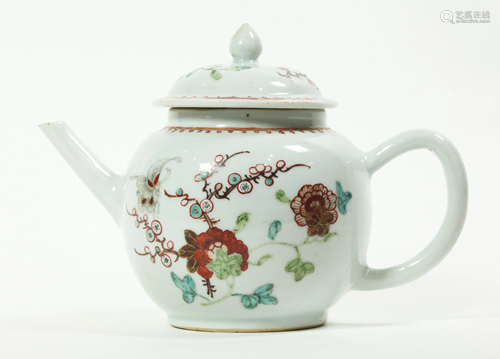 Chinese 18 C Floral Enameled Porcelain Teapot