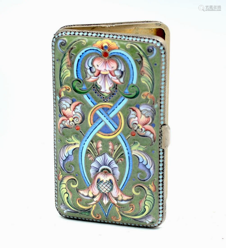 RUSSIAN SILVER-GILT & ENAMEL CIGARETTE CASE