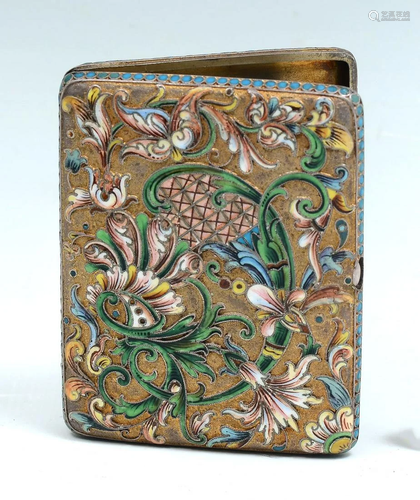 RUSSIAN SILVER-GILT & ENAMELED CIGARETTE CASE