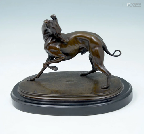 BRONZE WHIPPET SCULPTURE