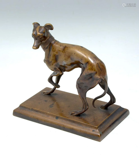 BRONZE WHIPPET SCULPTURE IN THE STYLE OF …