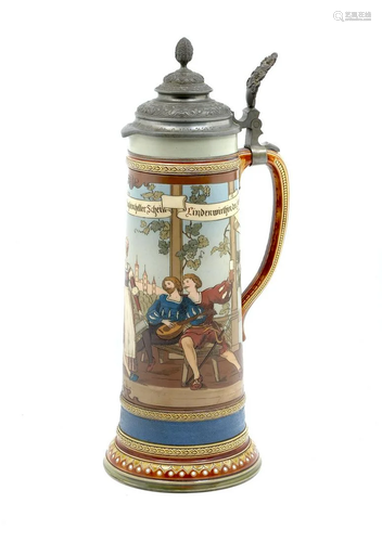 LARGE CAVALIERS & BARMAID METTLACH STEIN #…