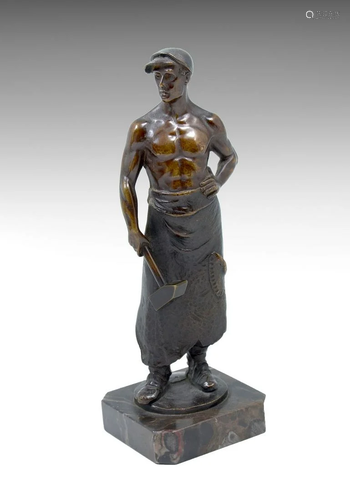 BARE CHESTED BRONZE SCULPTURE BY IFFLAND