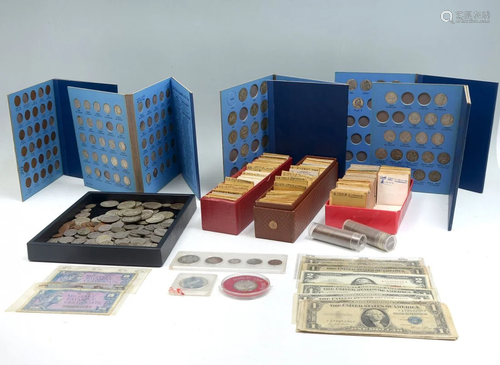 LARGE COLLECTION OF AMERICAN BILLS AND COINS