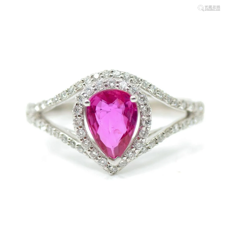 PLATINUM NO HEAT RUBY & DIAMOND RING BY …