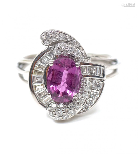 PLATINUM PINK SAPPHIRE & DIAMOND RING