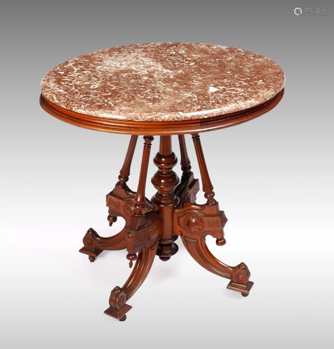 CARVED VICTORIAN MARBLE TOP TABLE