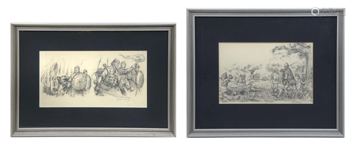 TWO E. A. ABBEY PENCIL ILLUSTRATIONS