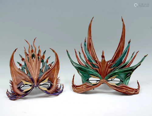 TWO MASKS BY JOHN FLEMMING MALE AND FEMALE