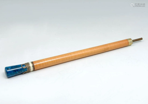 SIGNED LAPIS & STERLING CANE HANDLE