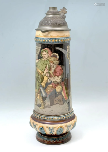 TALL GERMAN METTLACH STEIN #1055