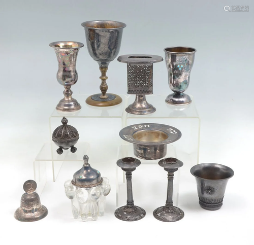 MISCELLANEOUS JEWISH SILVER & SILVER PLATE…