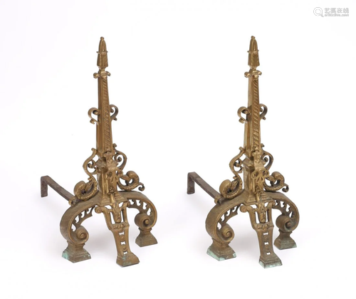 PAIR OF FRENCH BRONZE ANDIRONS