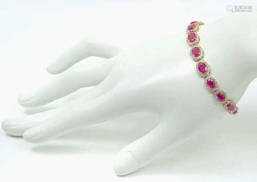 14K 7.34 CWT RUBY & 1.47 CWT DIAMOND BRACELET