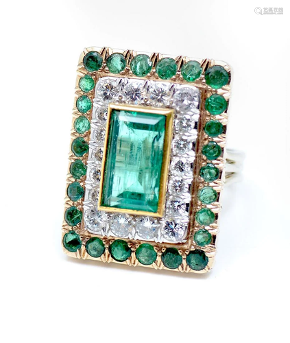 14K 7.0 CTW EMERALD & DIAMOND RING