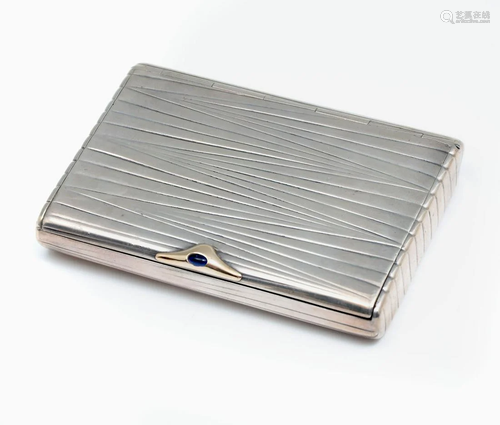 RUSSIAN SILVER & ROSE GOLD RIBBED CIGARETTE CASE