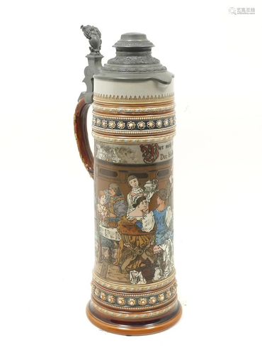 LARGE FIGURAL TAVERN METTLACH STEIN #1577