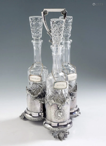 MERIDEN SILVER PLATE DECANTER SET