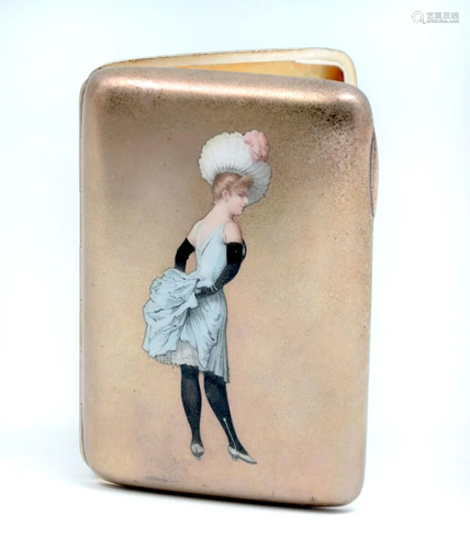 SILVER GILT ENAMEL CIGARETTE CASE