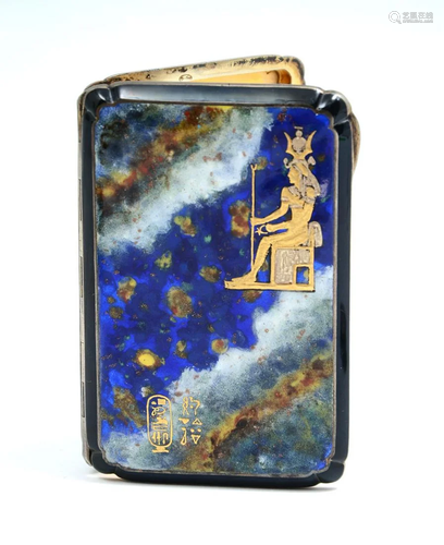 ENAMELED EGYPTIAN STERLING CARD CASE