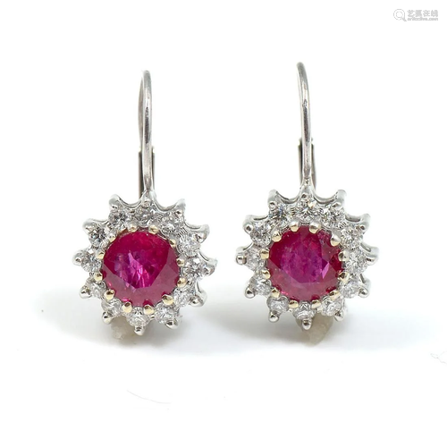 18K RUBY & DIAMOND EAR WIRES