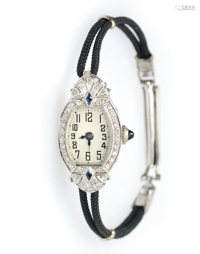 PLATINUM ART DECO DIAMOND WRISTWATCH