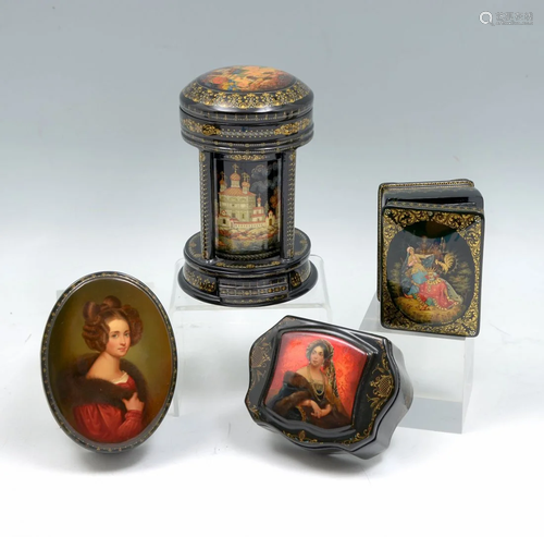 4 RUSSIAN LACQUER BOXES