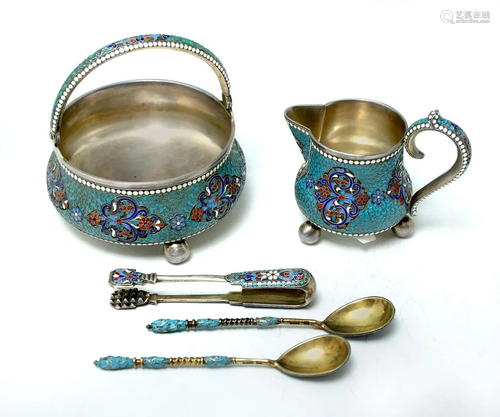 KLINGERT RUSSIAN SILVER/CLOISONNE SUGAR, …