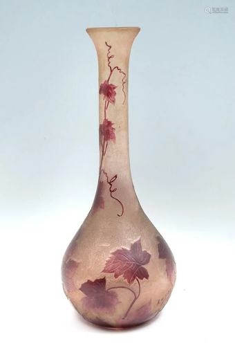 LEGRAS SIGNED TALL CAMEO VASE