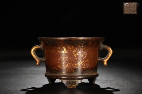 BRONZE WITH GOLD SPOTS CUP-SHAPED FURNACE