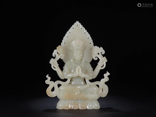 HETIAN JADE FOUR-ARMED GUAN'YIN ORNAMENT