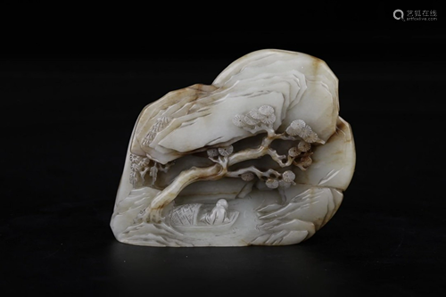 HETIAN WHITE JADE SONG'XIA'GAO'SHI SHANZI …