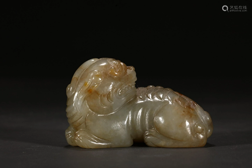 HETIAN JADE AUSPICIOUS BEAST ORNAME…