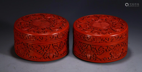 RED CARVED LACQUER FLOWERS AND PLANTS PATTE…