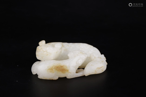 HETIAN WHITE JADE ZI'MU BEAST HAND PIECE