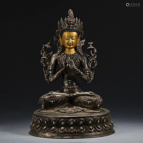 GILT SILVER LIAN'HUA'SHOU'GUAN'YIN …