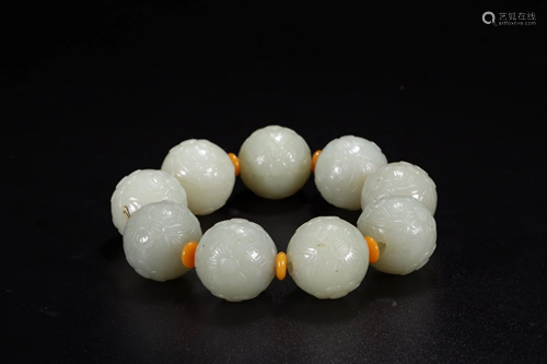 HETIAN JADE FLOWERS PATTERNING BRACELET