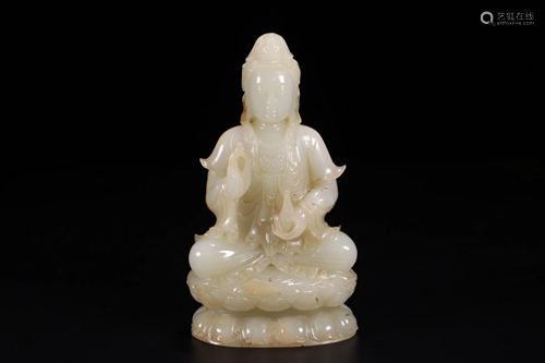 HETIAN JADE GUAN'YIN SITTING ORNAME…