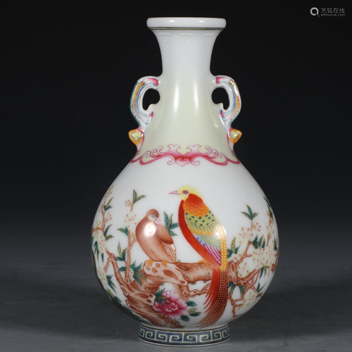 QIANLONG MARK ENAMELING FLOWERS AND …