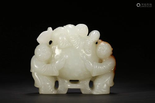 HETIAN JADE TONG'ZI'JI'GU ORNAMENT