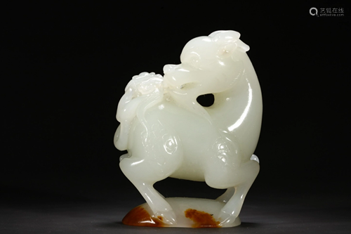 HETIAN JADE QI'LIN'SONG'FU ORNAMENT