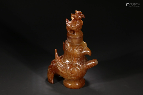 HETIAN JADE BIRD ZUN ORNAMENT