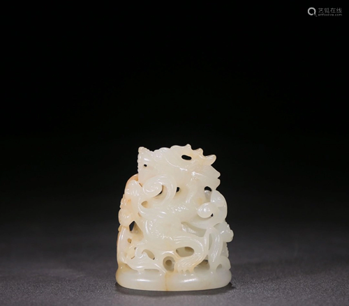 HETIAN JADE CARVING DRAGON FURNACE-TOP