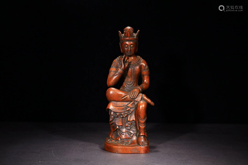 OLD BAMBOO CARVING GUANYIN ORNAM…