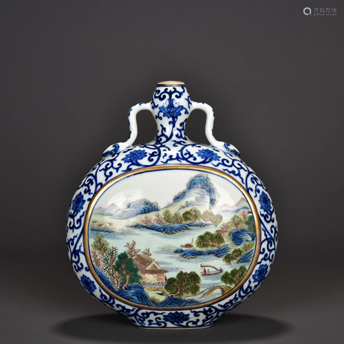 QIANLONG MARK FAMILLE ROSE LANDSCAPE DE…