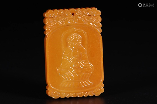 HETIAN YELLOW JADE BUDDHA PENDANT