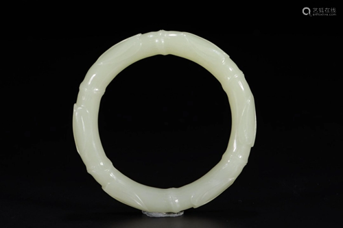 HETIAN JADE BAMBOO JOINT CARVED BANGLE