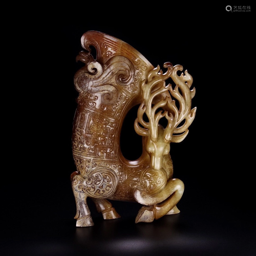 HETIAN JADE FROM MOUTAIN DEER VASE